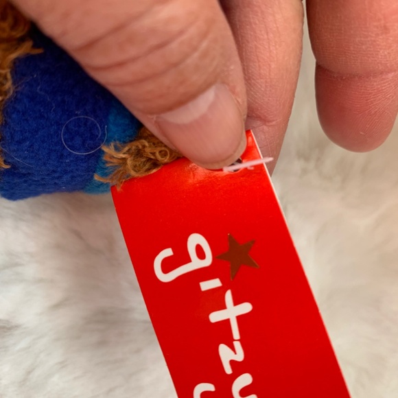 Gitzy 2017 Brown Teddy Bear Plush Blue & Yellow stripe pattern Hat and Scarf 8" - Picture 7 of 12